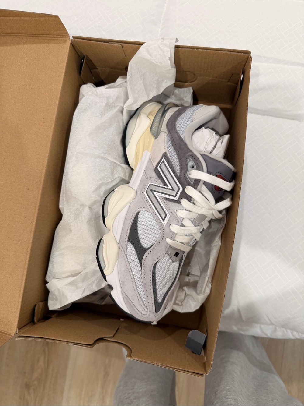 New Balance Women's Gray White Mesh Suede Sneakers